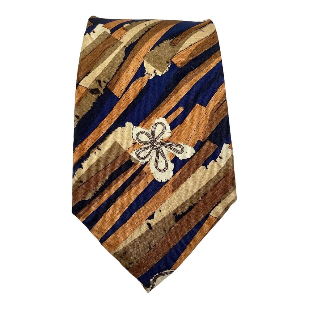 CERRUTI 1881 Brown Art Print Silk Tie France 59"/4" EC